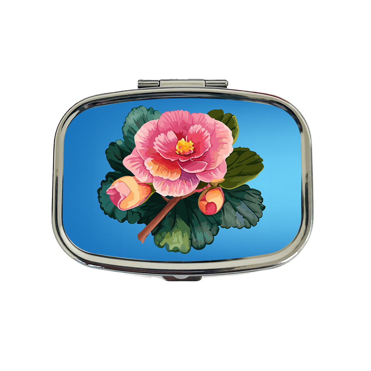 Begonia Flower Watercolor Travel Pill Box Case