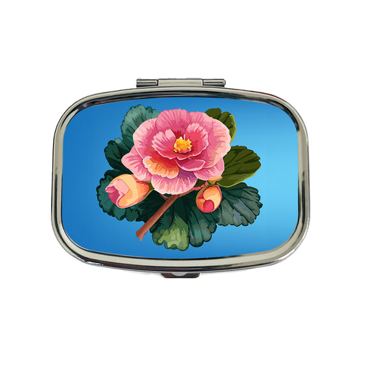 Begonia Flower Watercolor Travel Pill Box Case