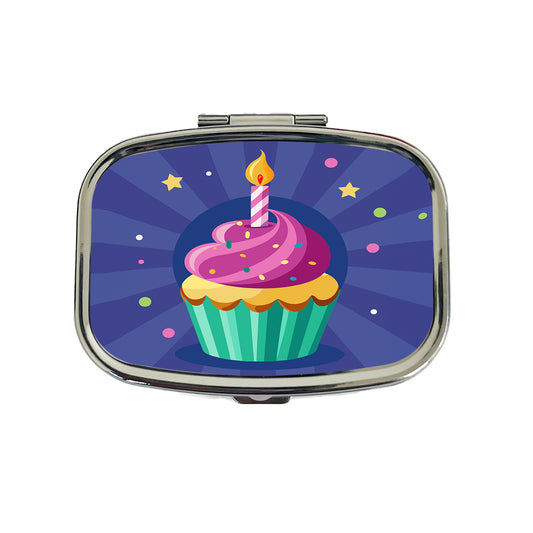 Birthday Cupcake with Candle Travel Pill Box Case