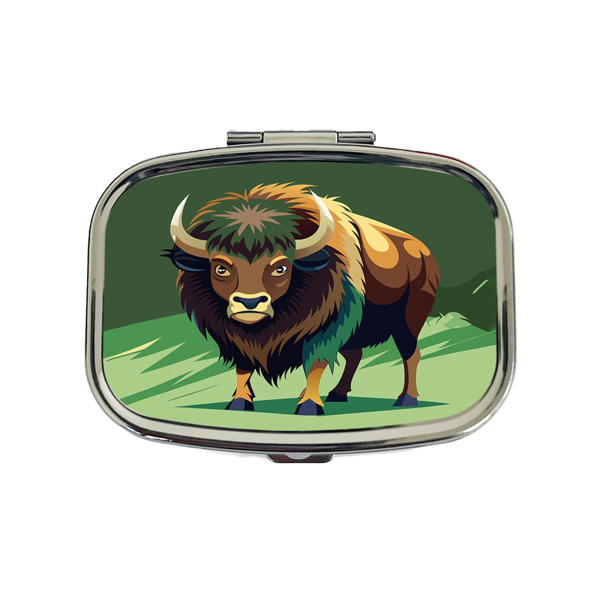 Bison Staring Travel Pill Box Case