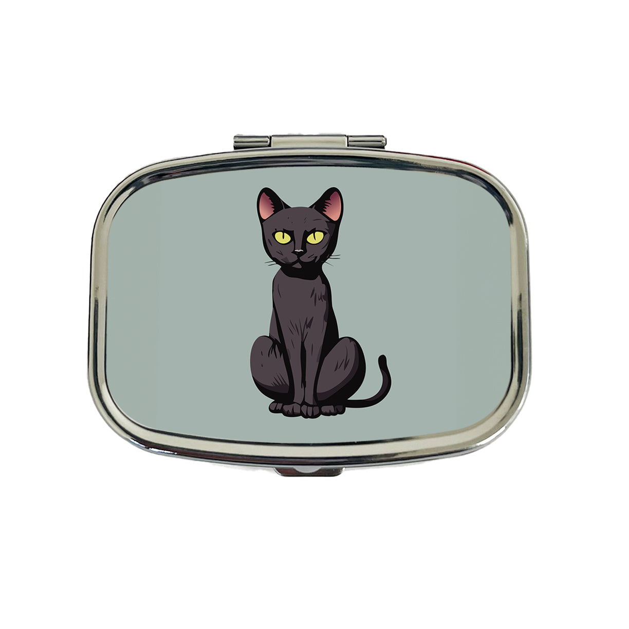 Black Bombay Cat Sitting Travel Pill Box Case