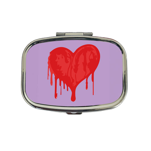 Bleeding Heart Red Travel Pill Box Case