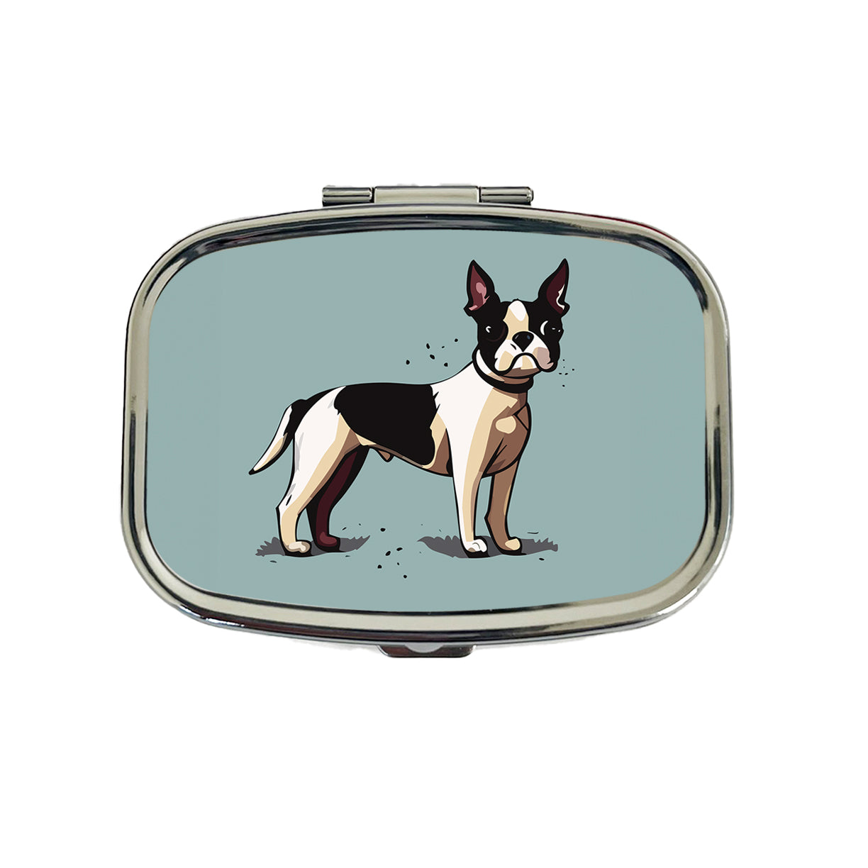 Boston Terrier Dog Standing Travel Pill Box Case