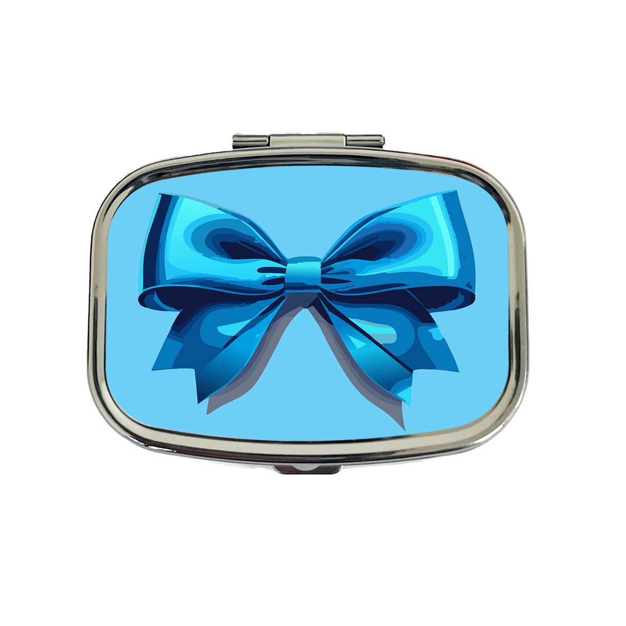 Bow Cheerleading Coquette Blue Travel Pill Box Case