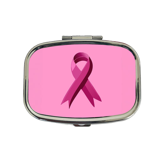 Breast Cancer Awareness Ribbon Pink Travel Pill Box Case