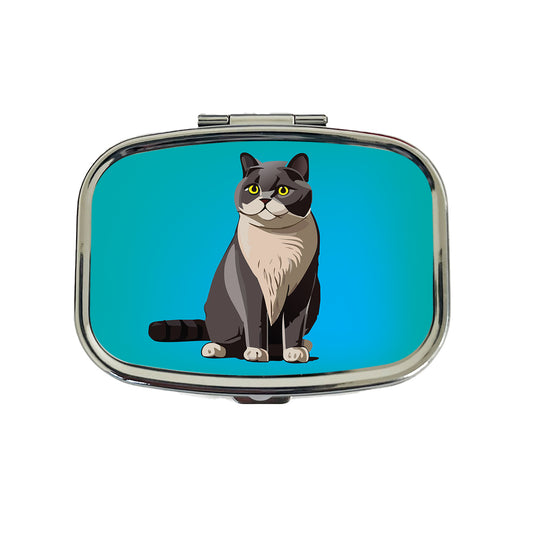 British Shorthair Cat Sitting Travel Pill Box Case