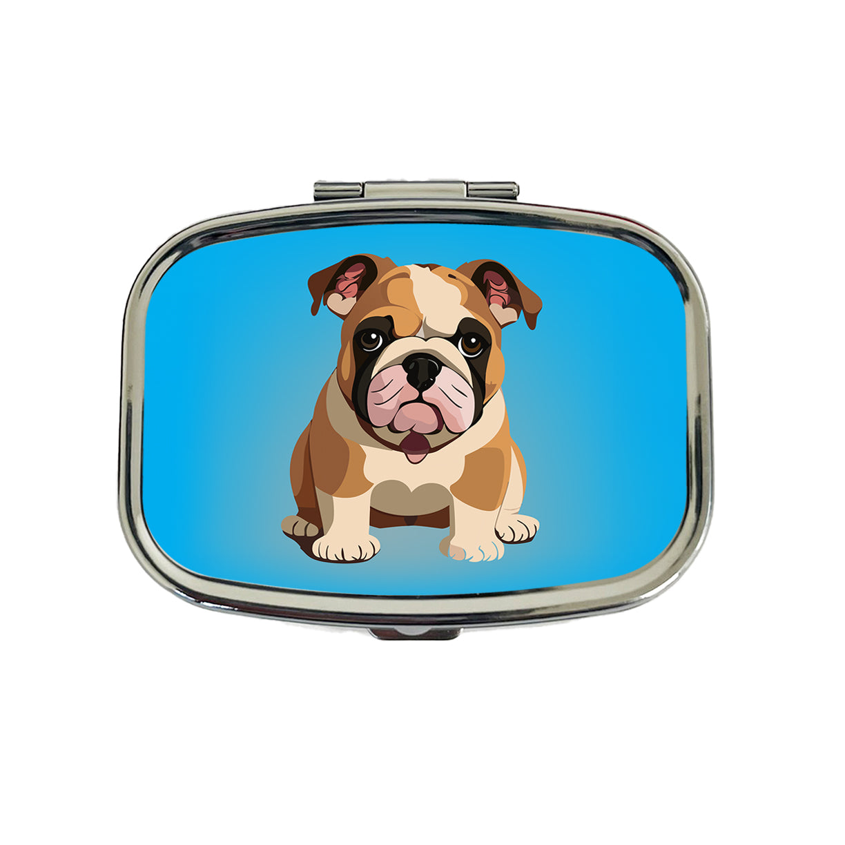 Bulldog Cute Dog Sitting Travel Pill Box Case