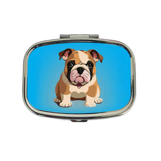 Bulldog Cute Dog Sitting Travel Pill Box Case