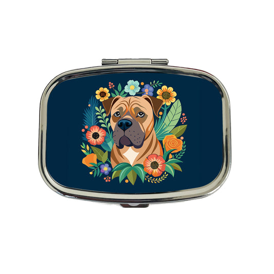 Bullmastiff Dog Floral Flowers Travel Pill Box Case