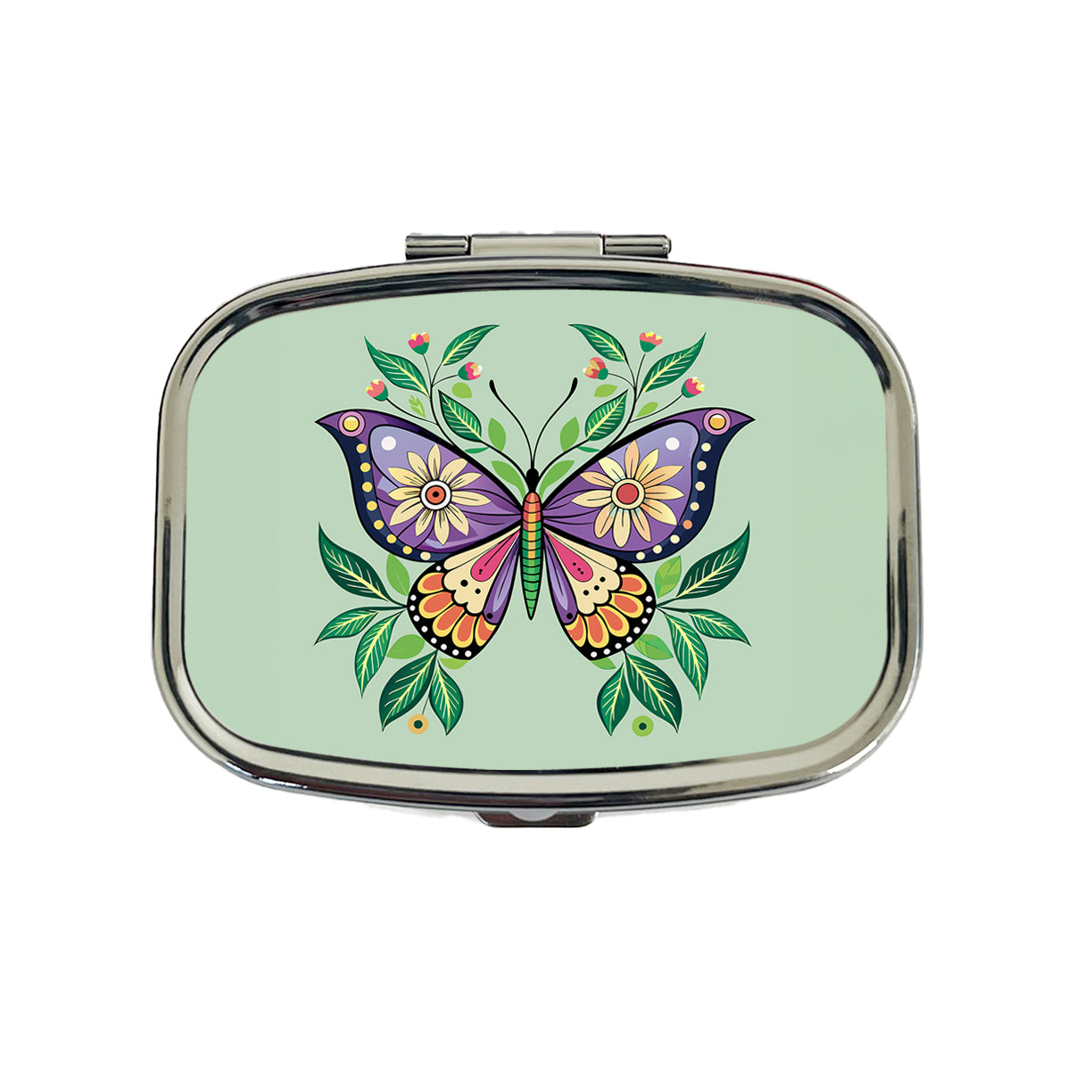 Butterfly Floral Flowers Travel Pill Box Case