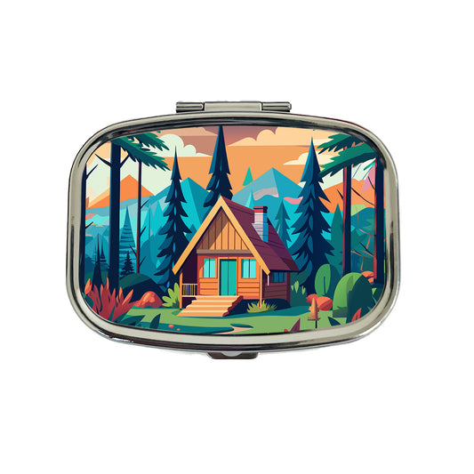 Cabin in the Forest Rustic Log Travel Pill Box Case