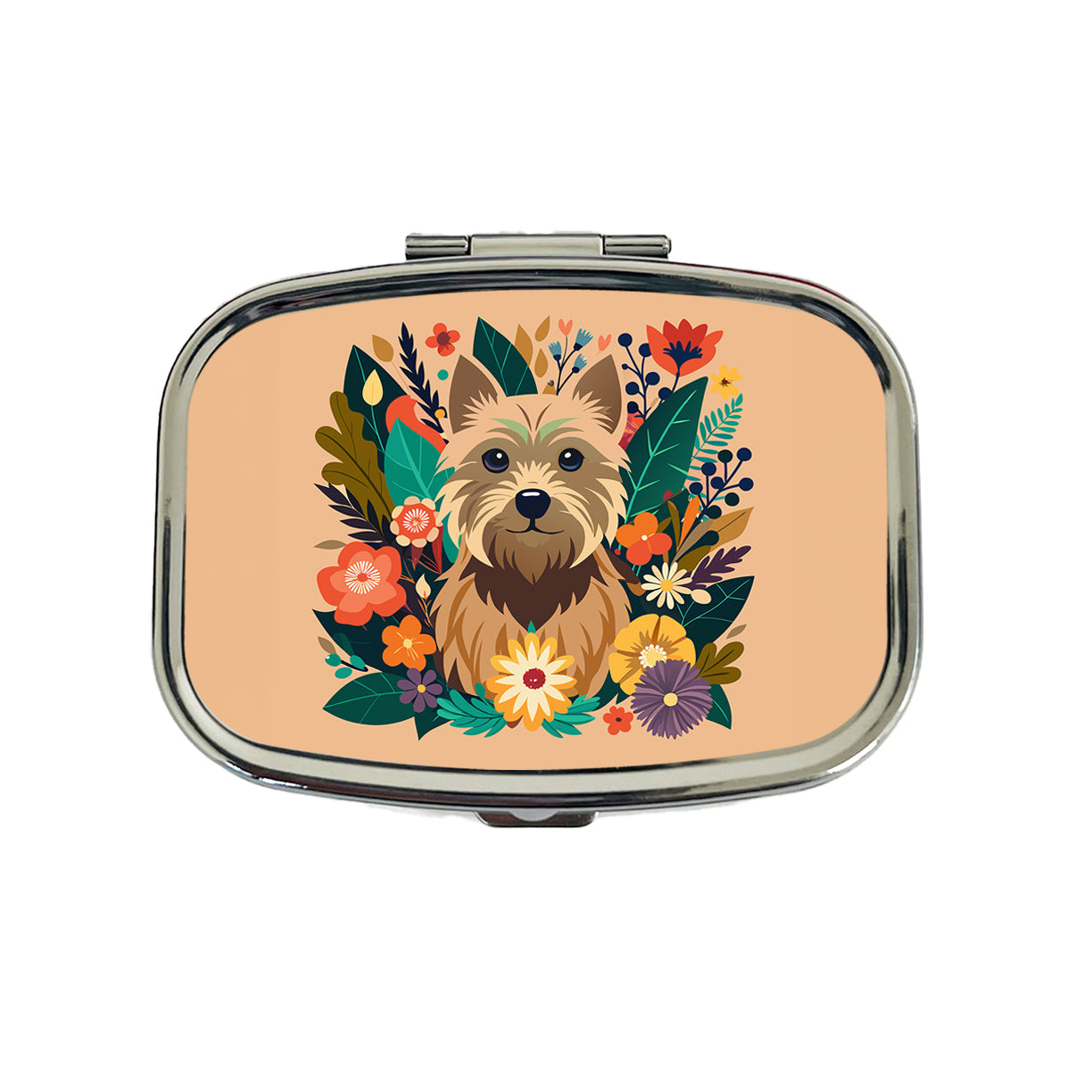 Cairn Terrier Dog Floral Flowers Travel Pill Box Case