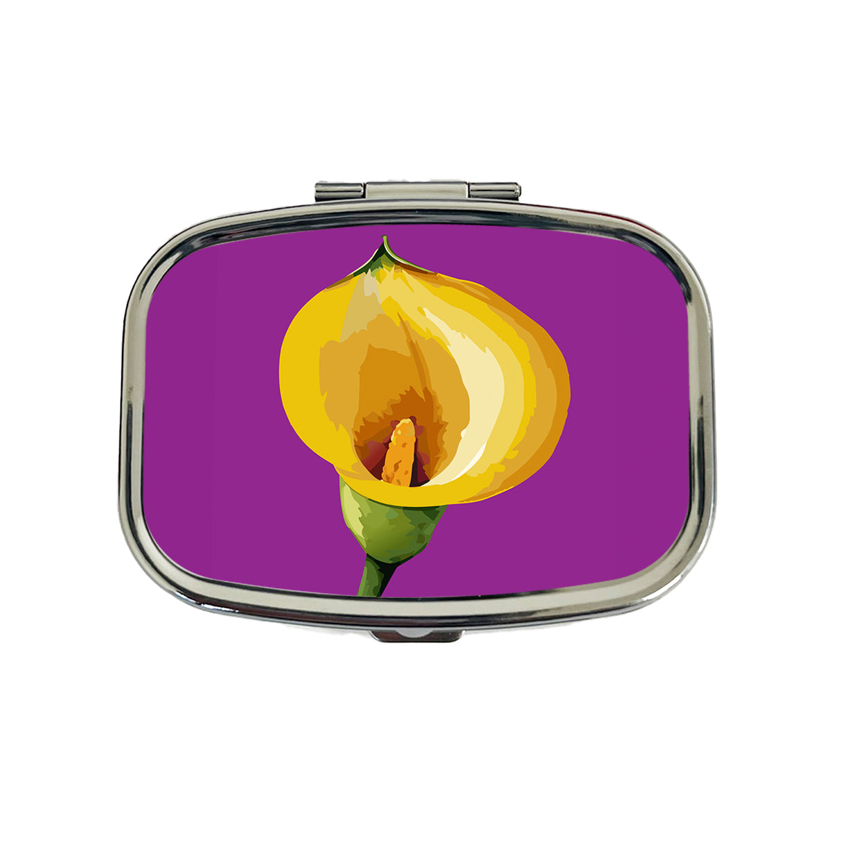 Calla Lily Flower Yellow Travel Pill Box Case
