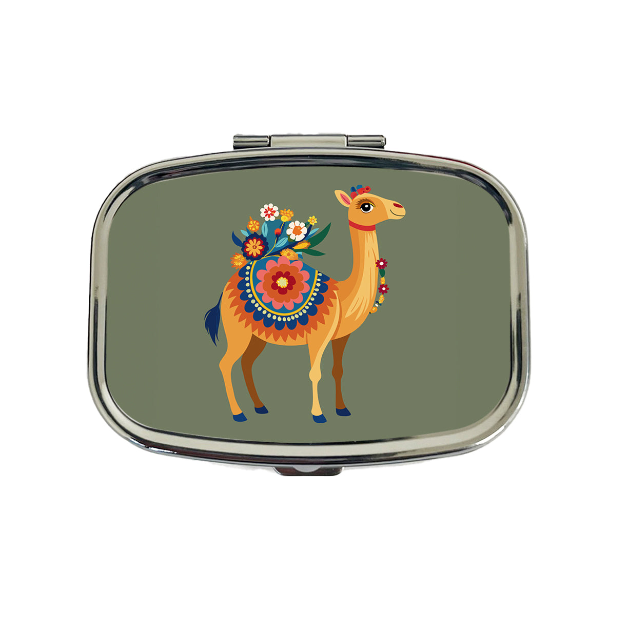 Camel Floral Flowers Travel Pill Box Case