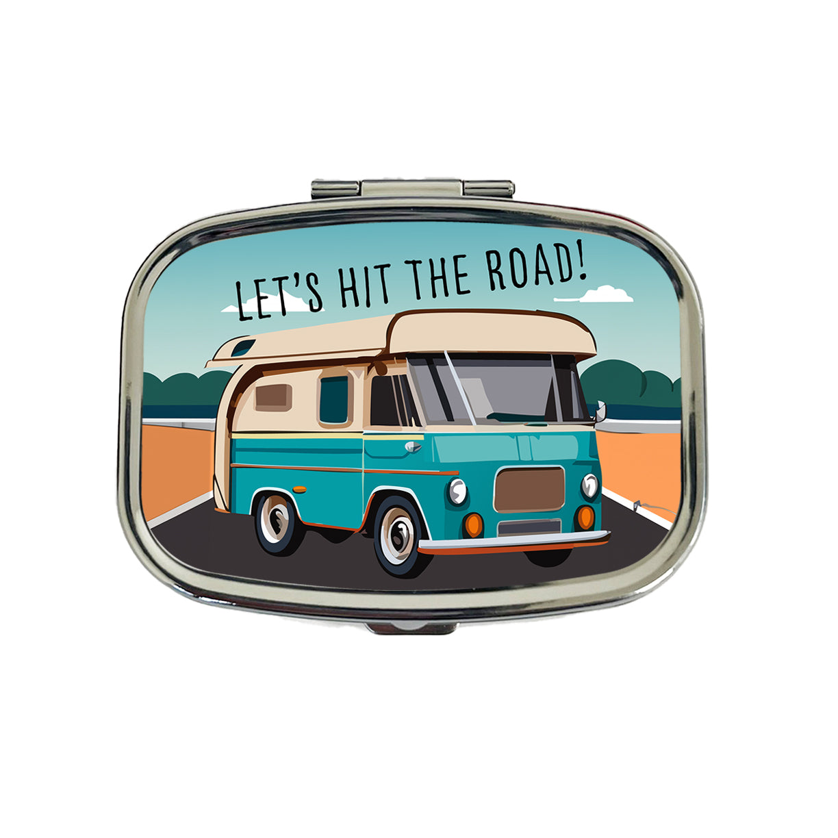 Camper RV Retro Vintage Traveling Hit the Road Camping Travel Pill Box Case