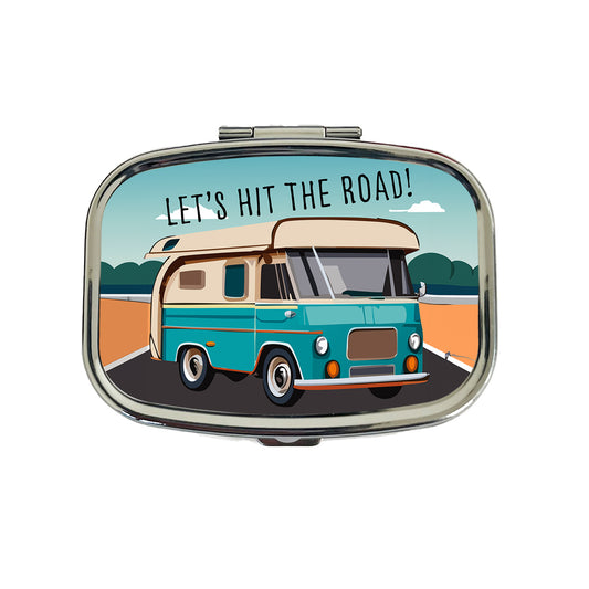 Camper RV Retro Vintage Traveling Hit the Road Camping Travel Pill Box Case