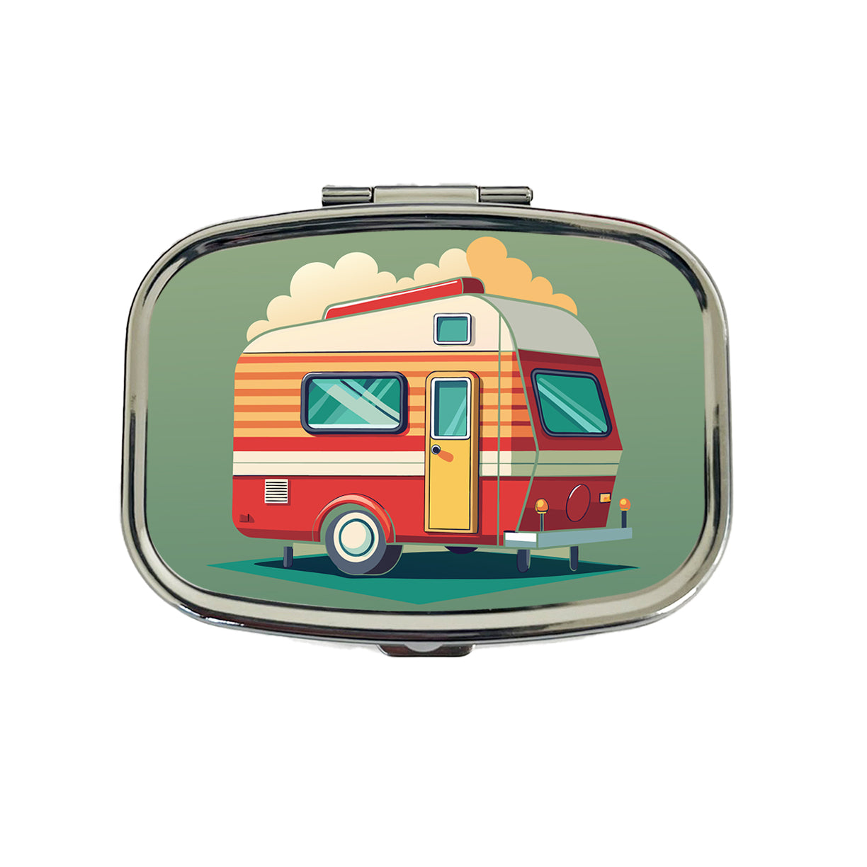 Camper RV Trailer Retro Travel Pill Box Case
