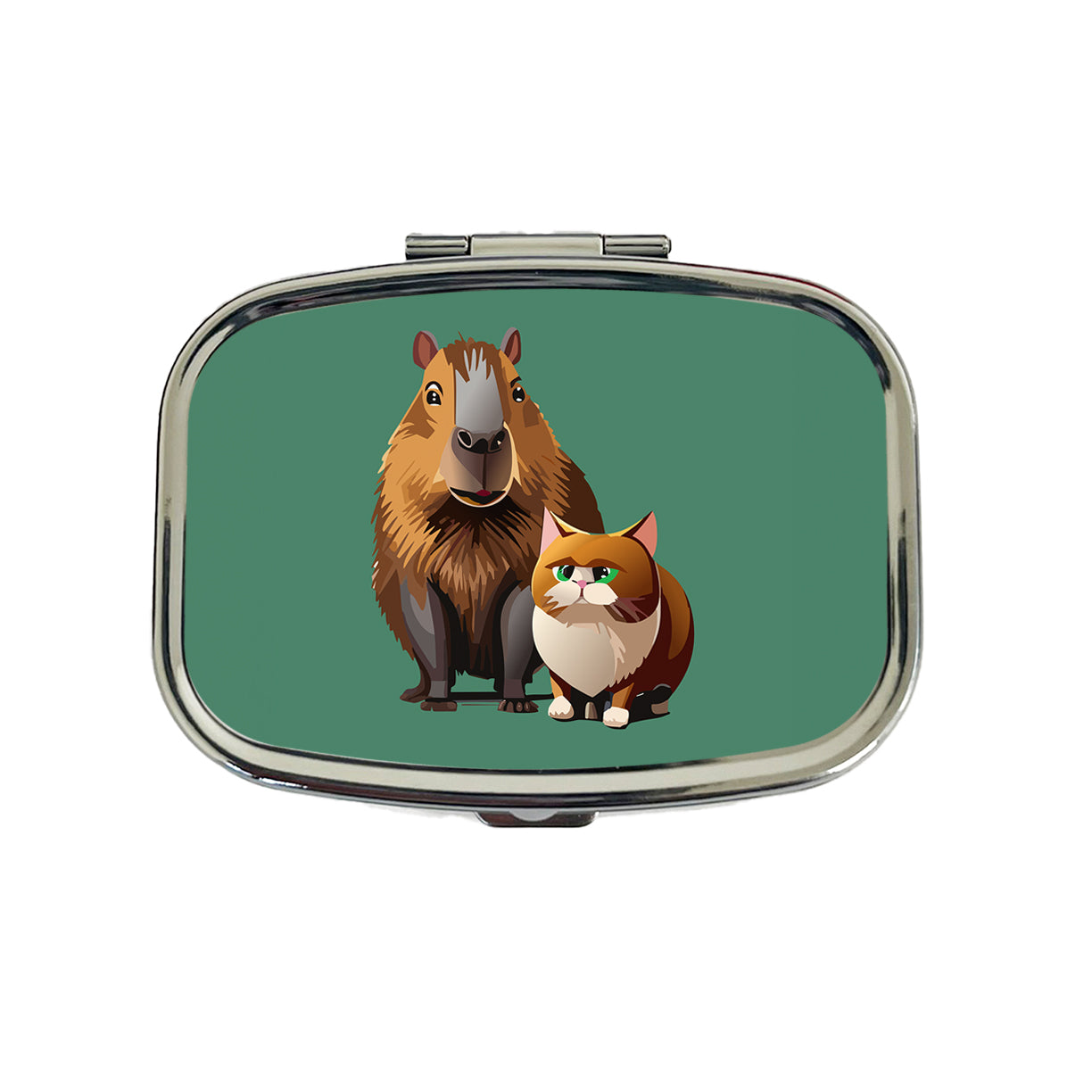 Capybara and Cat Best Friends BFF Cute Travel Pill Box Case