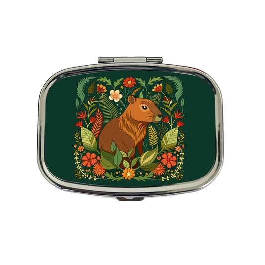 Capybara Botanical Art Nouveau Travel Pill Box Case