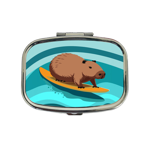 Capybara Surfing Surfer Ocean Funny Travel Pill Box Case