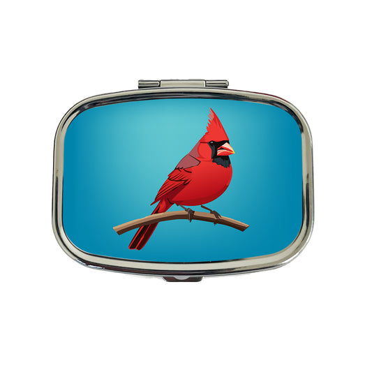 Cardinal Red on Branch Travel Pill Box Case