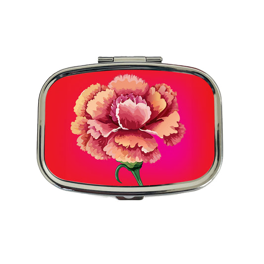 Carnation Flower Watercolor Travel Pill Box Case