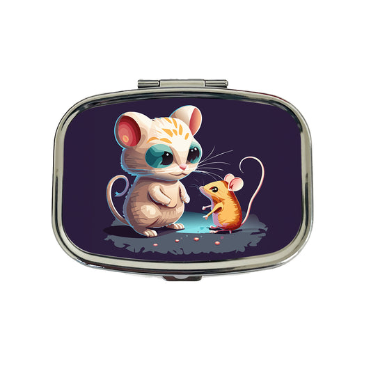 Cat and Mouse Playing Travel Pill Box Case