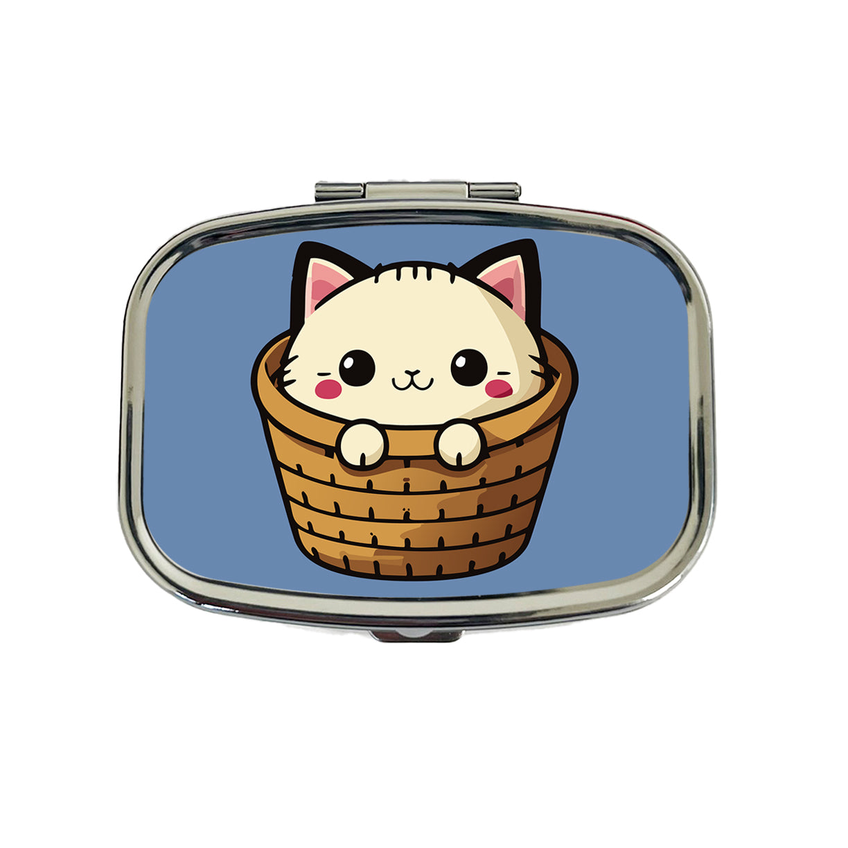 Cat Cute Chibi in Basket Travel Pill Box Case