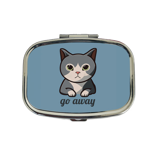 Cat Gray Go Away Funny Travel Pill Box Case