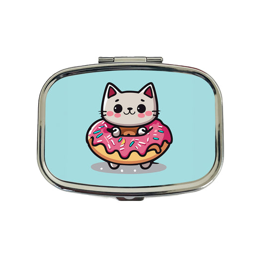 Cat Kawaii Cute in Donut Travel Pill Box Case