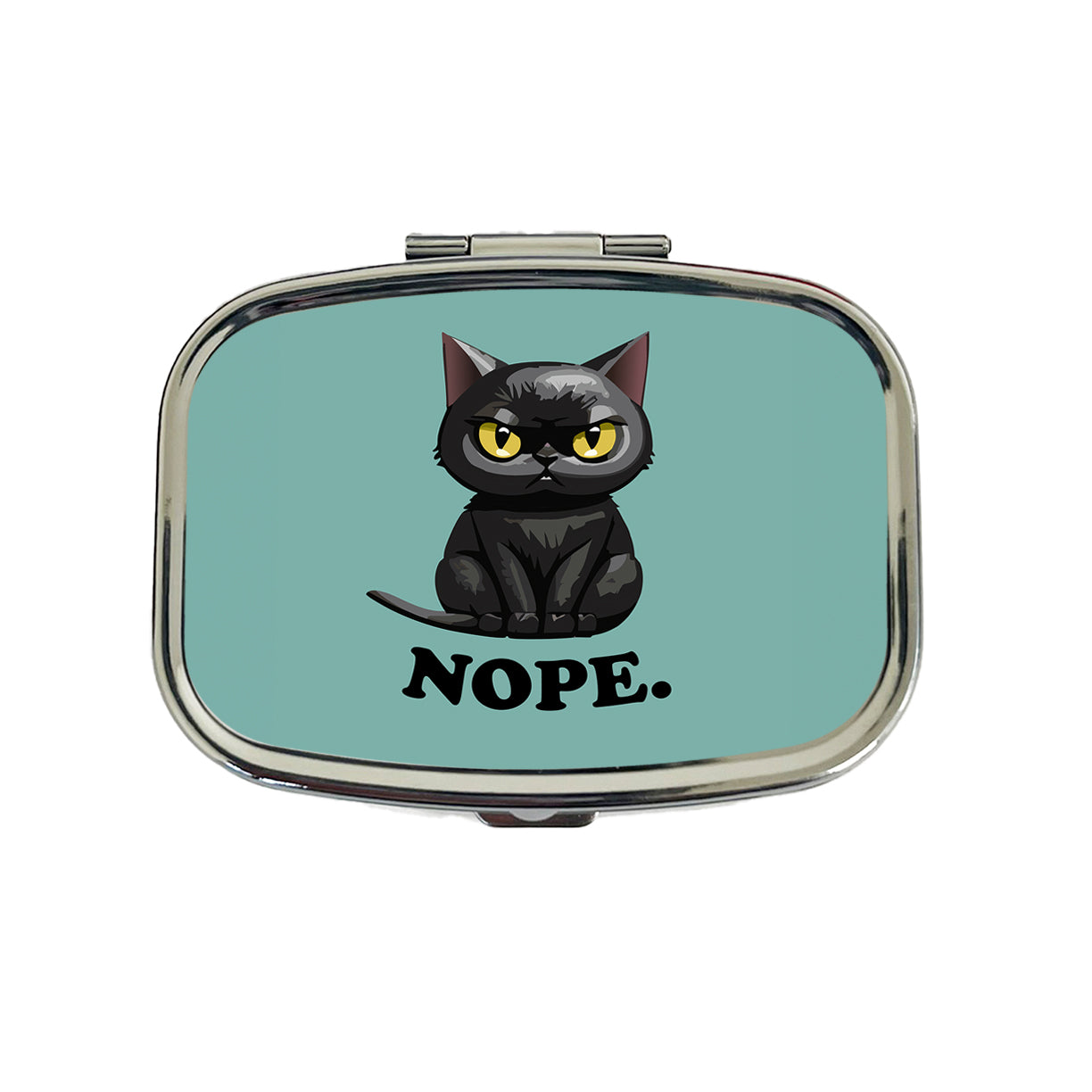Cat Nope Funny Black Travel Pill Box Case