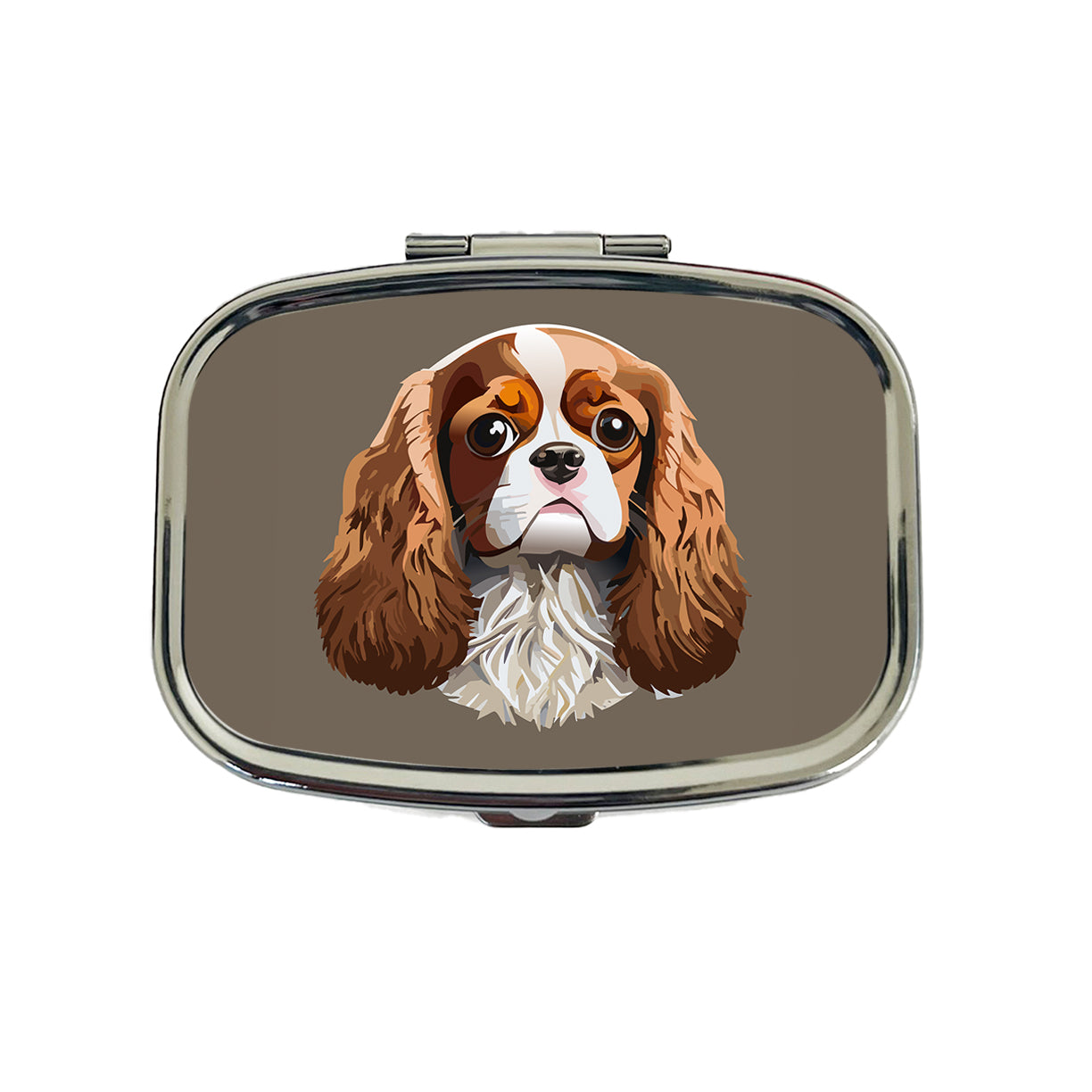 Cavalier King Charles Spaniel Dog Face Travel Pill Box Case