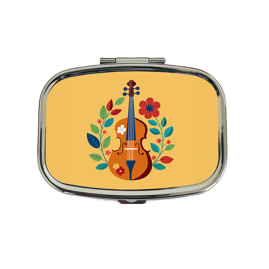 Cello Floral Motif Music Travel Pill Box Case