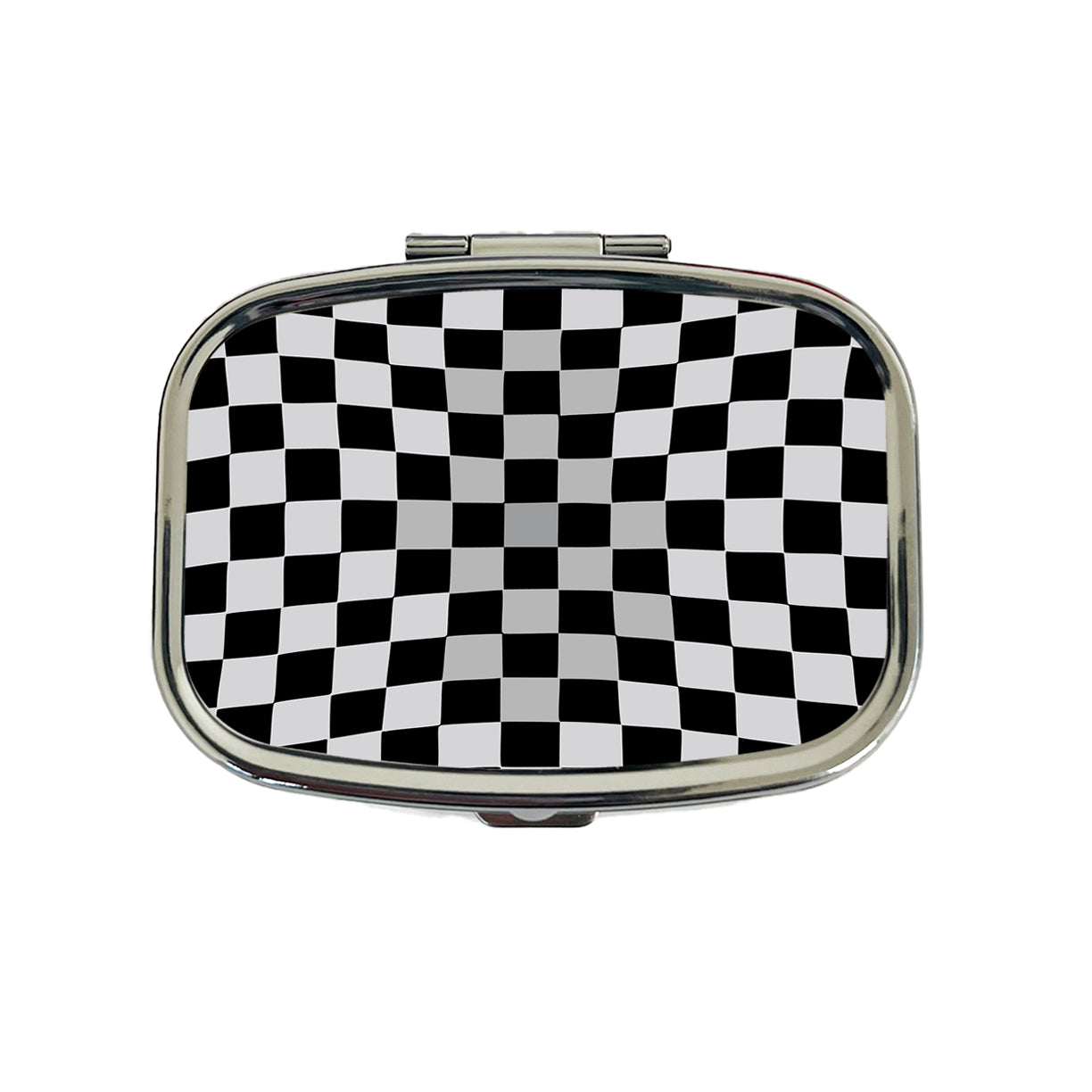 Checkered Flag Black White Travel Pill Box Case
