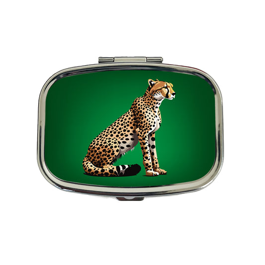 Cheetah Sitting Profile Big Cat Travel Pill Box Case