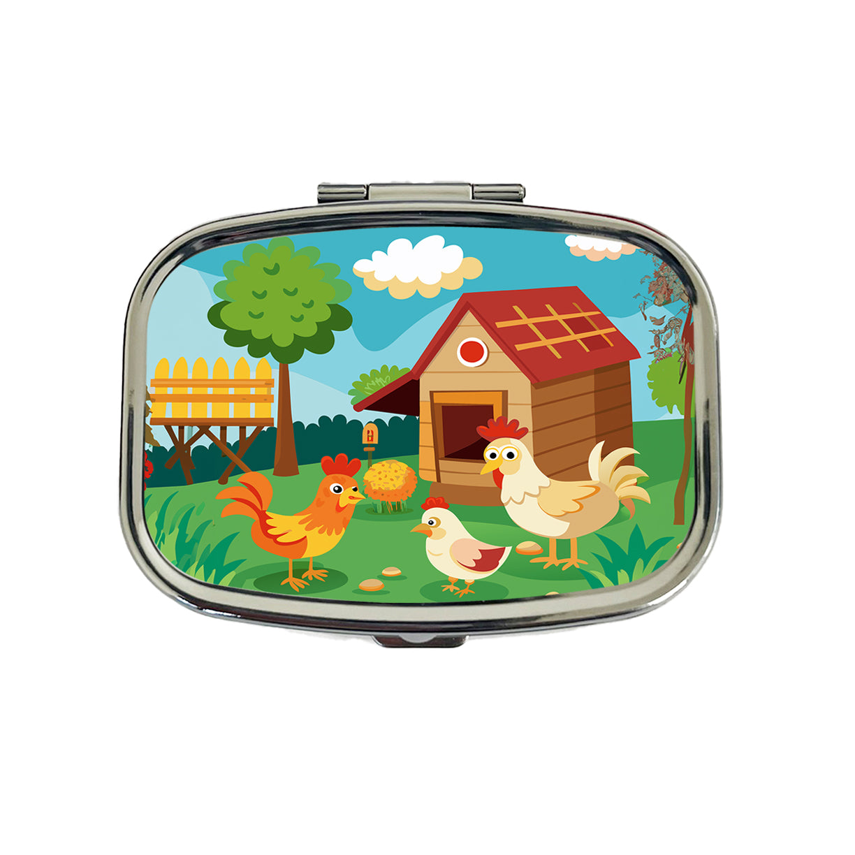 Chickens and Coop Cute Travel Pill Box Case