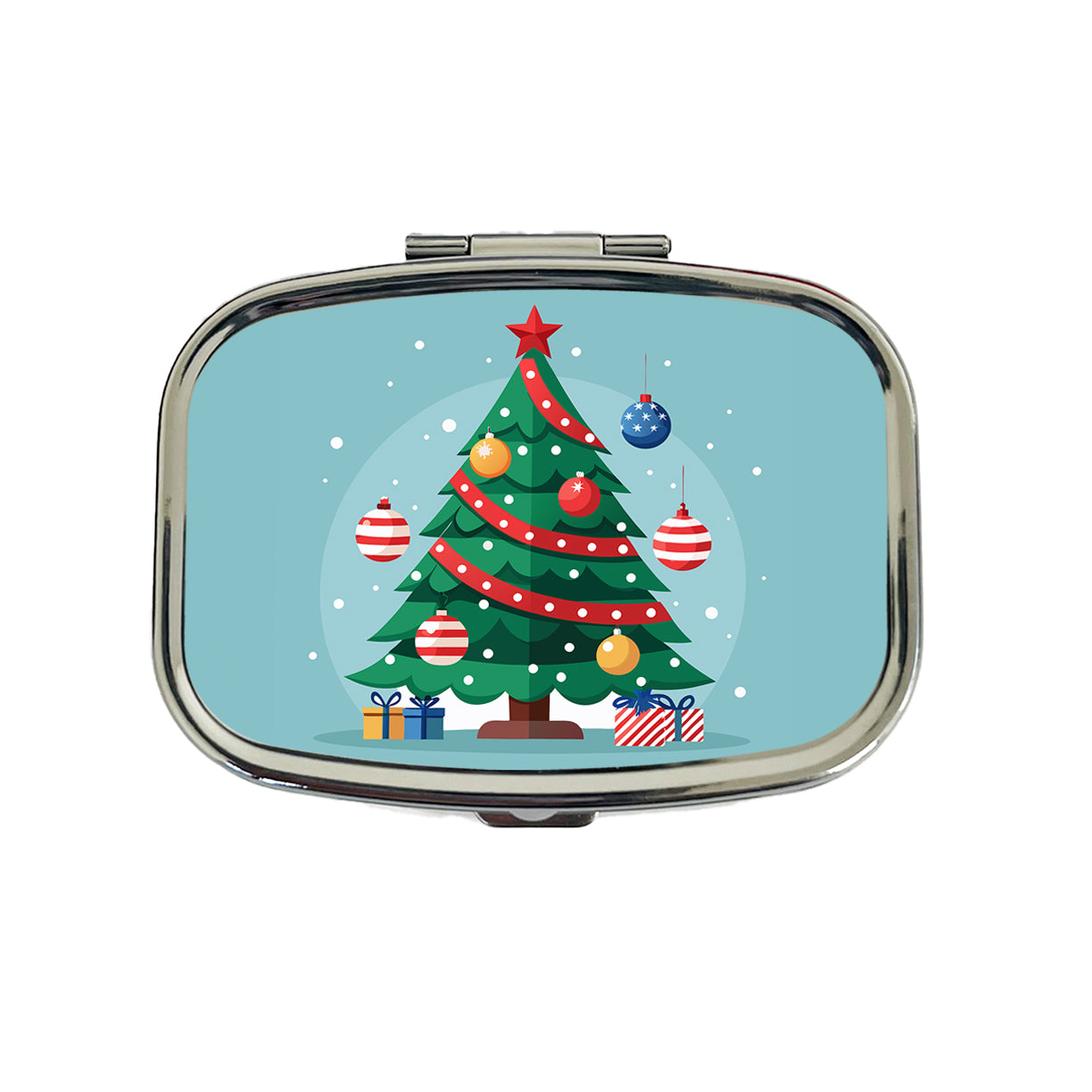 Christmas Patriotic Tree Ornaments Subtle Travel Pill Box Case