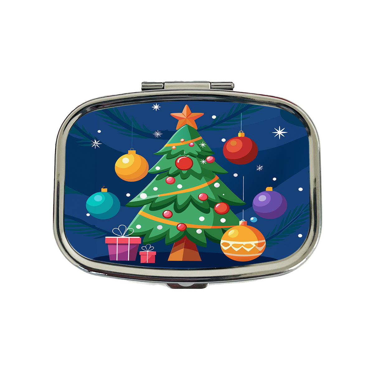 Christmas Tree and Ornaments Modern Travel Pill Box Case
