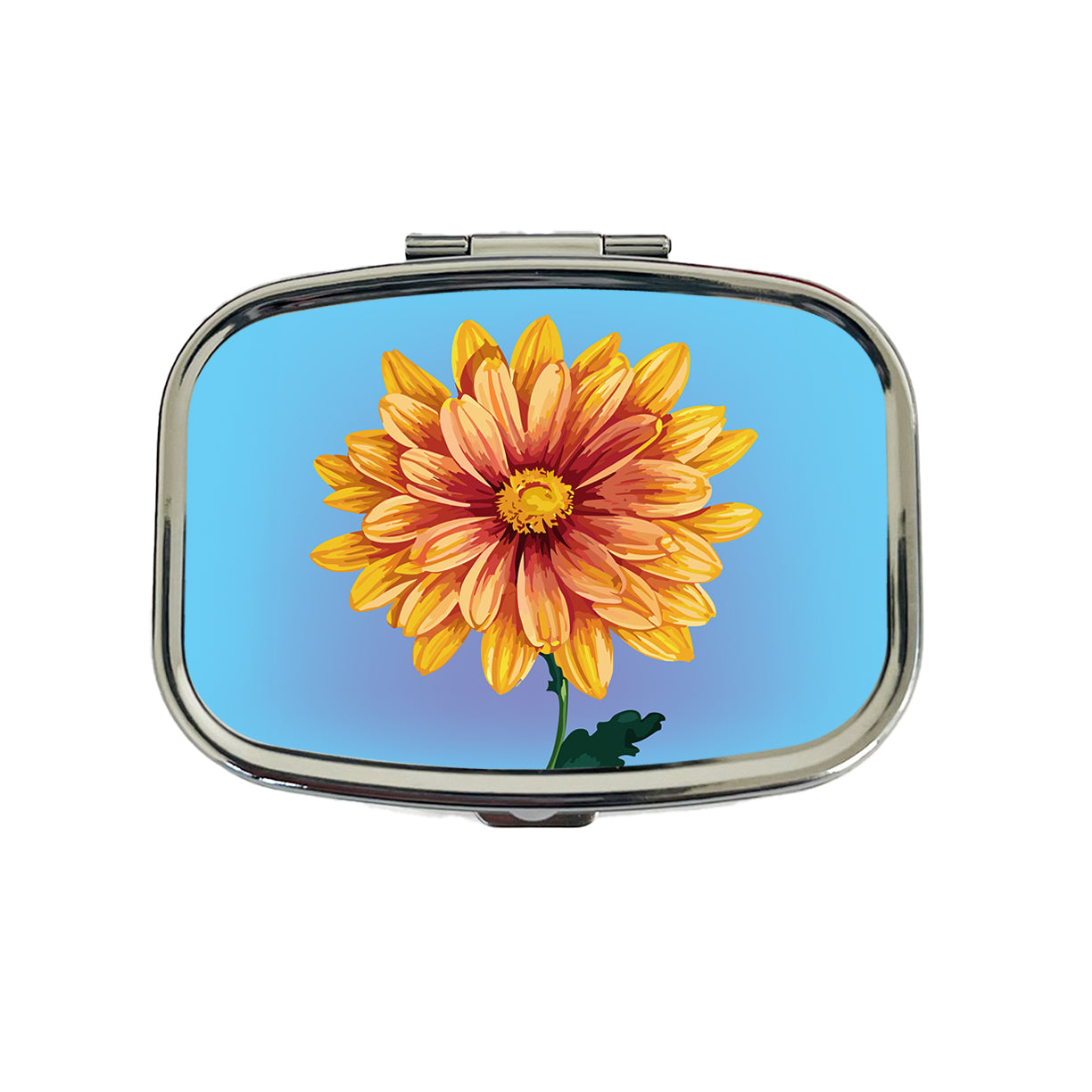 Chrysanthemum Mum Flower Yellow Watercolor Travel Pill Box Case