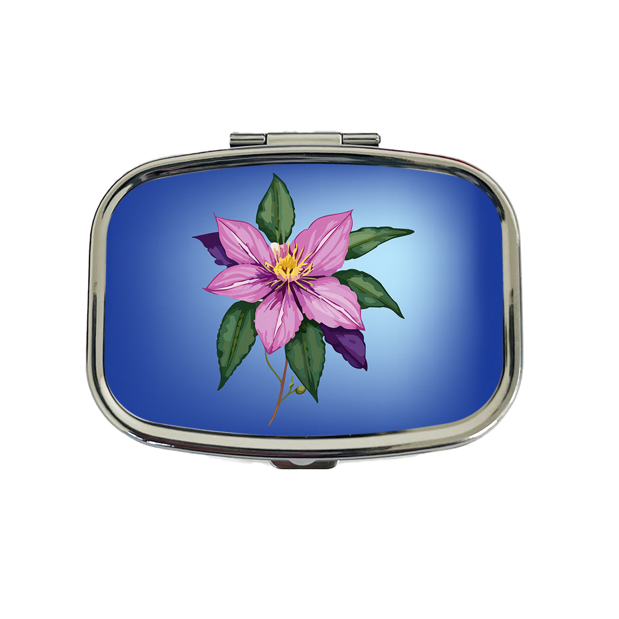 Clematis Flower Purple Watercolor Travel Pill Box Case