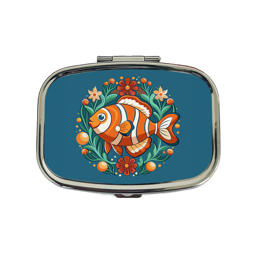 Clownfish Floral Flowers Travel Pill Box Case