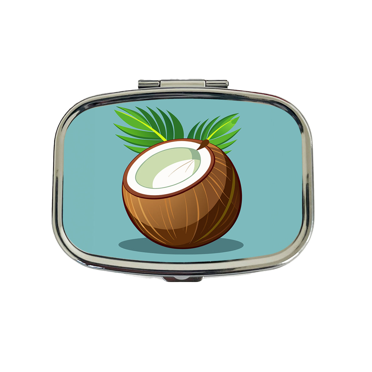 Coconut with Leaves Tropical Fruit Travel Pill Box Case