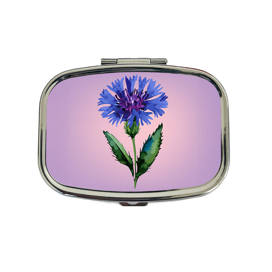 Cornflower Bachelors Buttons Flowers Blue Travel Pill Box Case