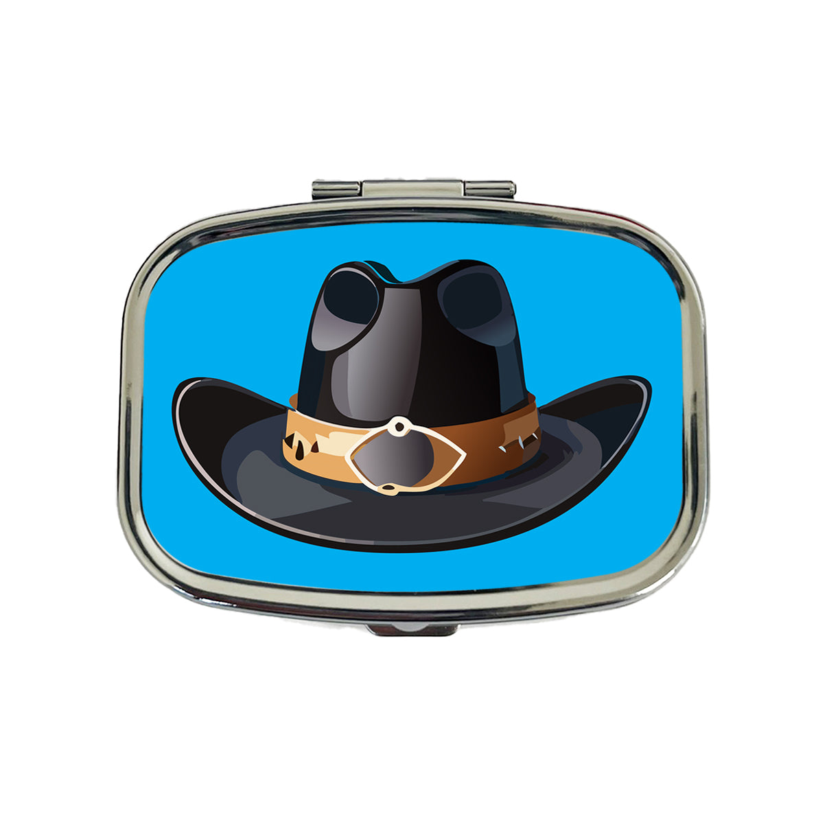 Cowboy Hat Black Western Country Travel Pill Box Case