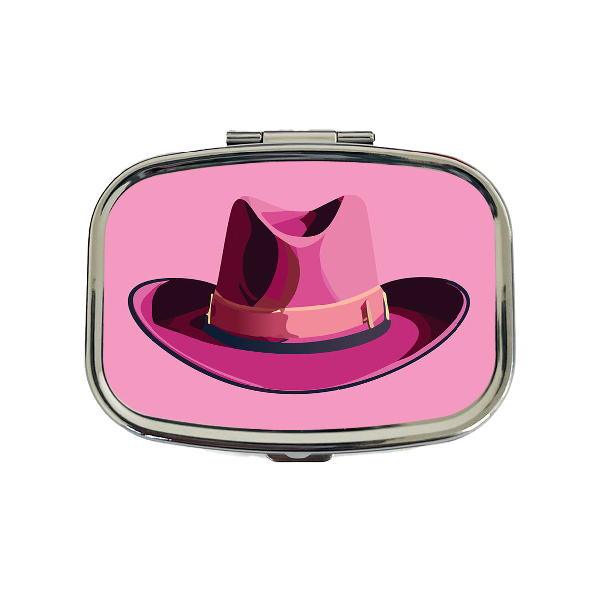 Cowgirl Hat Pink Western Country Travel Pill Box Case