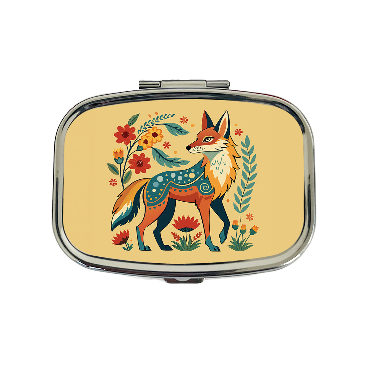 Coyote Floral Flowers Travel Pill Box Case