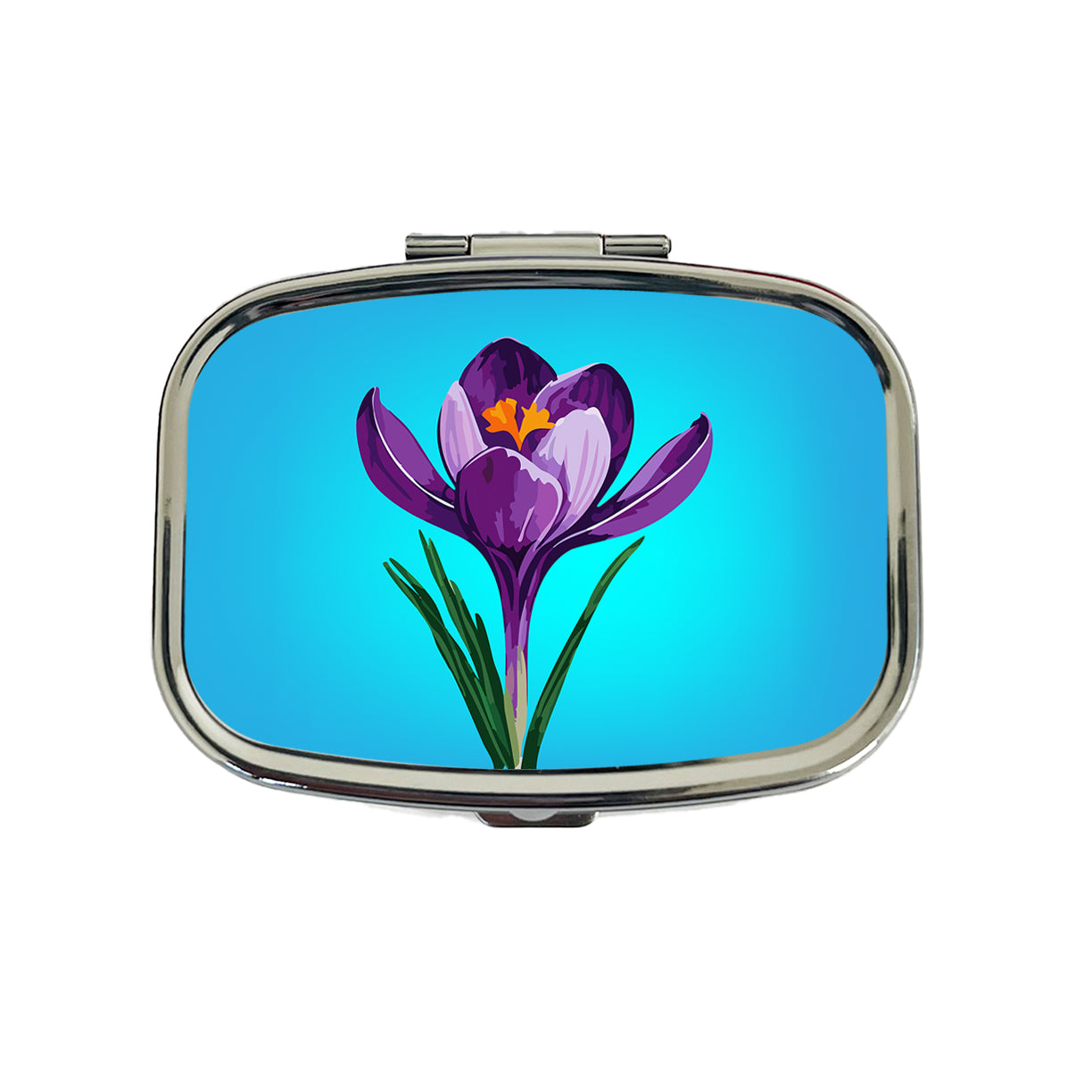 Crocus Flower Purple Watercolor Travel Pill Box Case