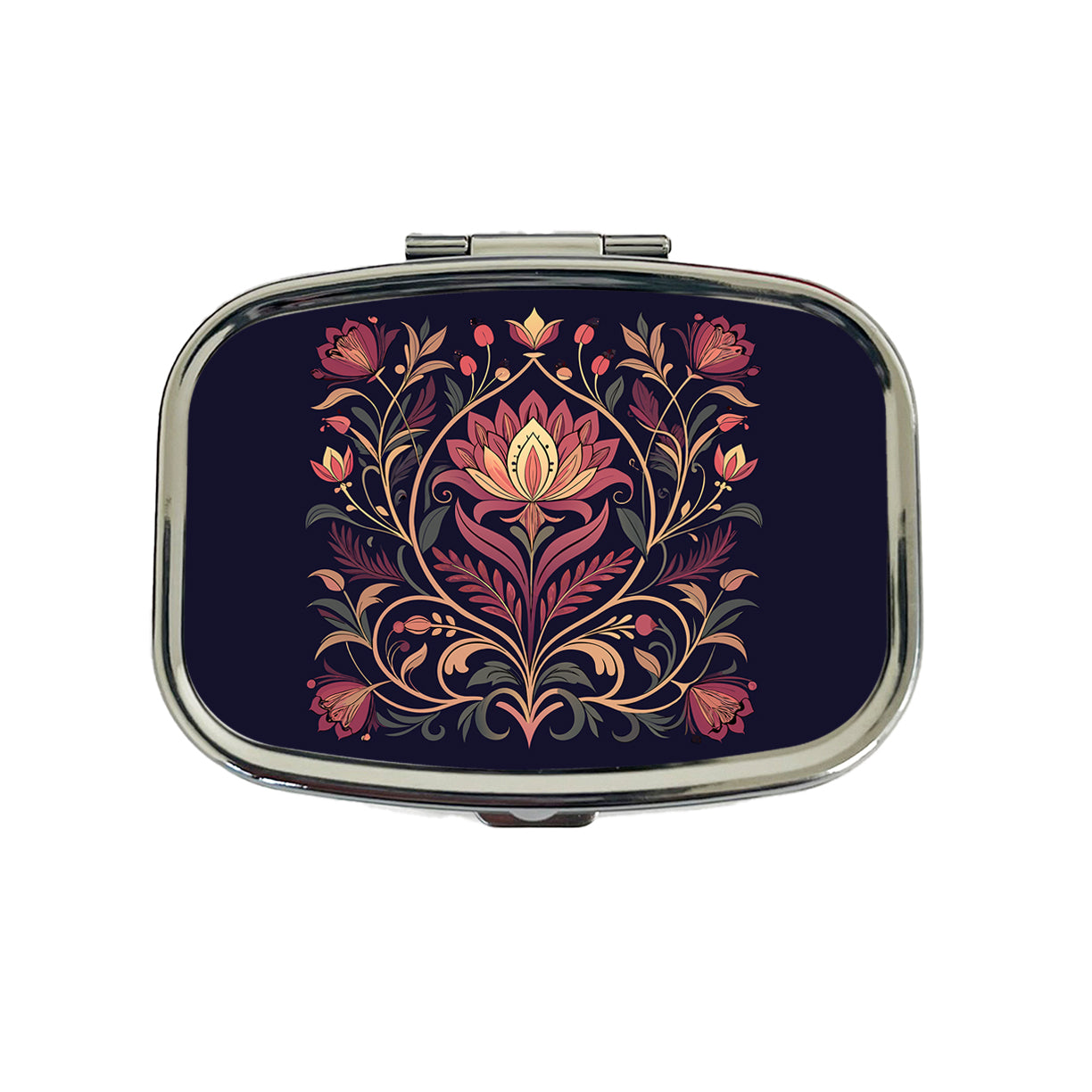 Dark Floral Art Nouveau Flowers Elegant Travel Pill Box Case