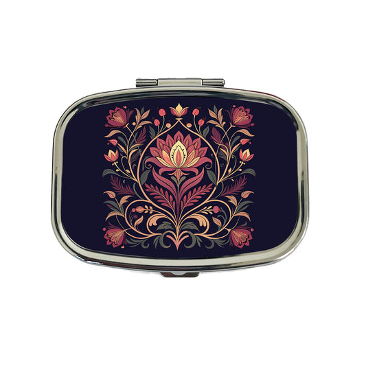 Dark Floral Art Nouveau Flowers Elegant Travel Pill Box Case
