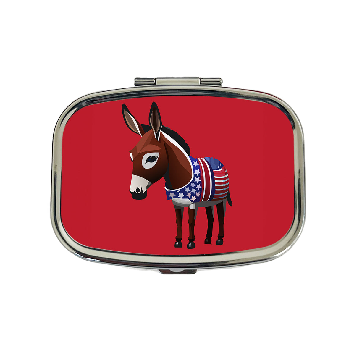 Democrat Donkey Patriotic Liberal Vote Travel Pill Box Case